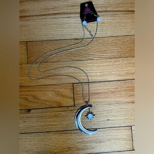 Crescent Moon  silver & moonstone necklace & moonstone drop earrings BoHo Style